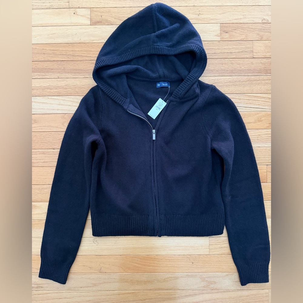Gap CashSoft Sweater Zip Hoodie, Black, Size S